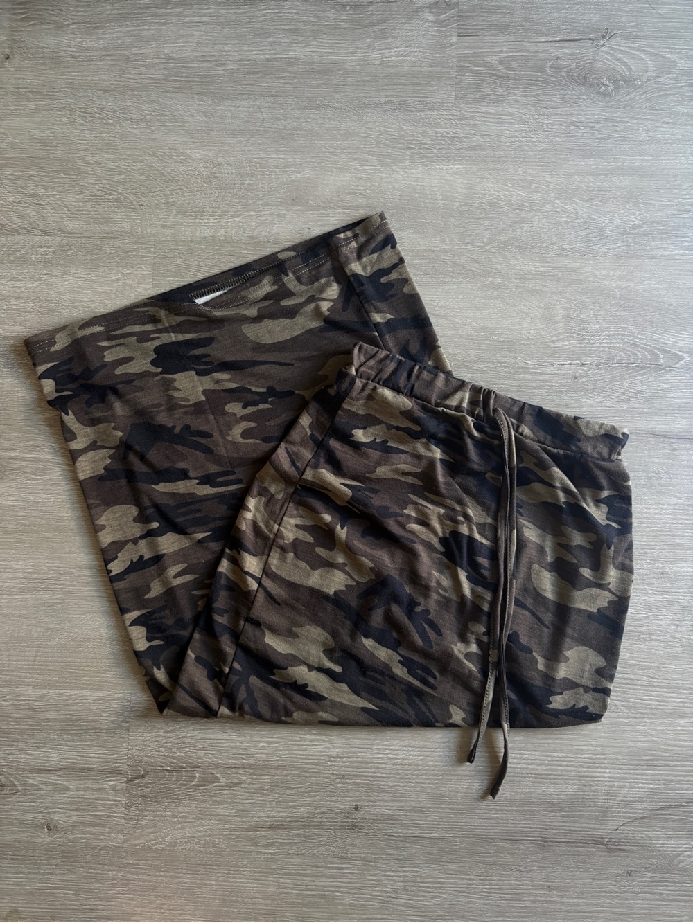 Camo Drawstring Maxi Skirt - Olive Green